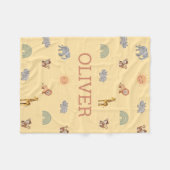 Personalized Safari Animal Baby Blanket with Name フリースブランケット (正面(横))