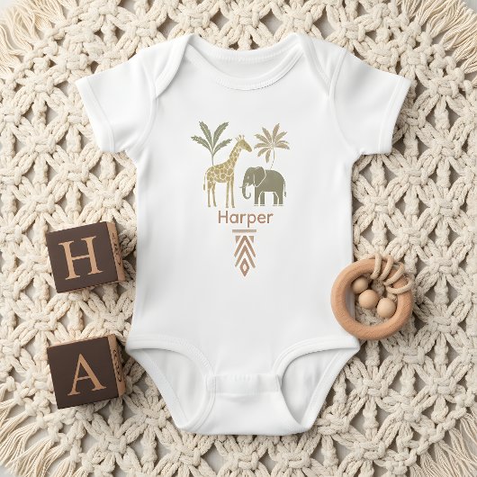 Personalized Safari Baby Bib | Custom Name ベビーボディスーツ