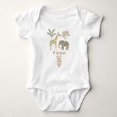 Personalized Safari Baby Bib | Custom Name ベビーボディスーツ (正面)