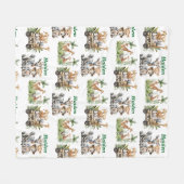 Personalized Safari Baby Name Jungle Animal フリースブランケット (正面(横))