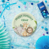 Personalized Safari Birthday Paper Plates ペーパープレート (パーティー)