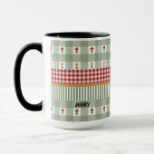 Personalized Sage Green Floral Name Mug マグカップ (左)
