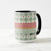 Personalized Sage Green Floral Name Mug マグカップ (正面右)