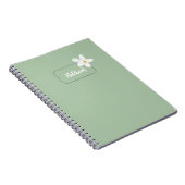 Personalized Sage Green Flower Spiral Notebook ノートブック (右側)