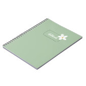 Personalized Sage Green Flower Spiral Notebook ノートブック (左側)