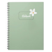 Personalized Sage Green Flower Spiral Notebook ノートブック (正面)