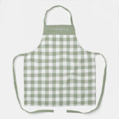 Personalized Sage Green Gingham Check Pattern エプロン (正面)