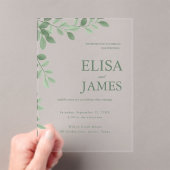Personalized Sage Green Minimal Botanical Wedding  アクリル招待状 (インサイチュ (ポータブル))
