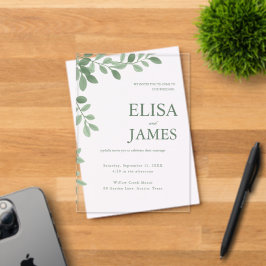 Personalized Sage Green Minimal Botanical Wedding  アクリル招待状