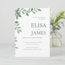 Personalized Sage Green Minimal Botanical Wedding 