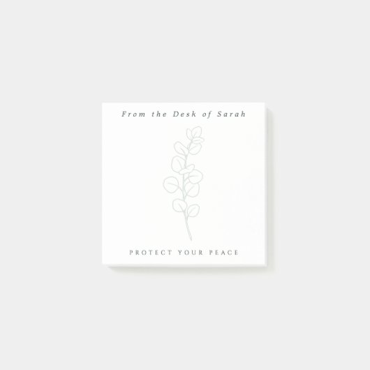 Personalized Sage Green Minimalist Daily Reminder ポストイット (正面)