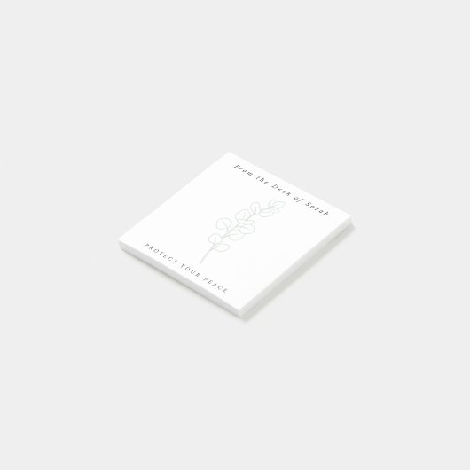 Personalized Sage Green Minimalist Daily Reminder ポストイット (アングル)