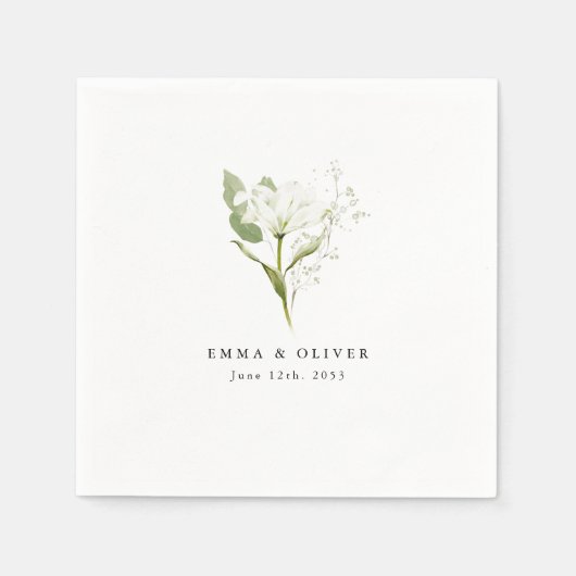 Personalized Sage Green Organic Greenery Wedding スタンダードカクテルナプキン (正面)