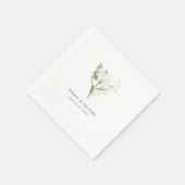 Personalized Sage Green Organic Greenery Wedding スタンダードカクテルナプキン (角)