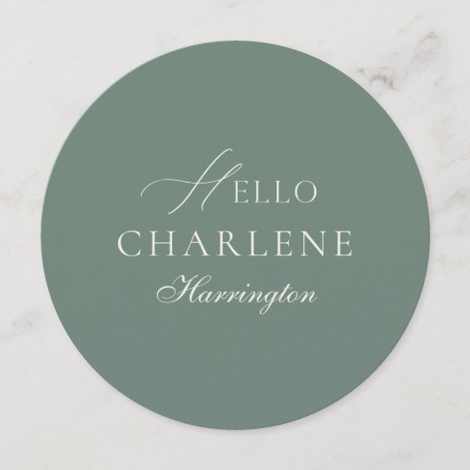 Personalized Sage Green Round Wedding Menu メニュー (正面)