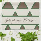 Personalized Sage Green Taupe Triangle Modern Chic キッチンタオル (折り畳み)