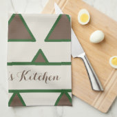 Personalized Sage Green Taupe Triangle Modern Chic キッチンタオル (四つ折り)