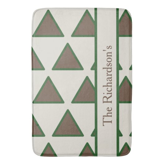 Personalized Sage Green Taupe Triangle Modern Chic バスマット (正面縦)