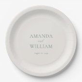 Personalized Sage Green Wedding Paper Plates ペーパープレート (正面)