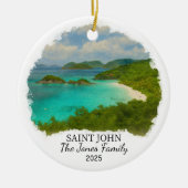Personalized Saint John Ornament, Virgin Islands セラミックオーナメント (正面)