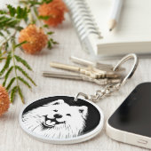 Personalized Samoyed Pop Art Super Cute キーホルダー (正面右)