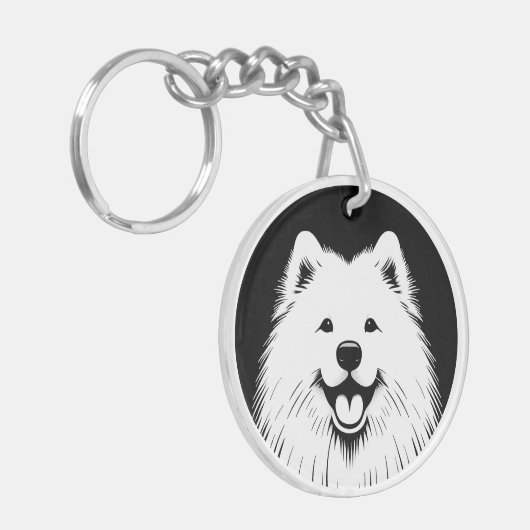Personalized Samoyed Pop Art Super Cute キーホルダー (正面左)