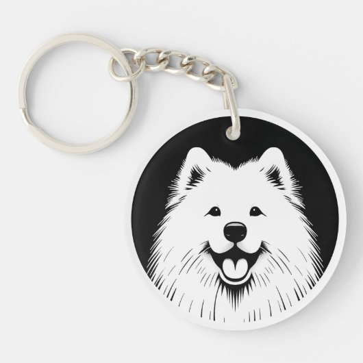 Personalized Samoyed Pop Art Super Cute キーホルダー (正面)