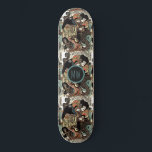 Personalized Samurai And Serpent Skateboard スケートボード<br><div class="desc">Personalized bold samurai and serpent snake Asian art skateboard with your initials in the middle.</div>