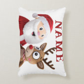 Personalized Santa and Reindeer Christmas アクセントクッション (正面(垂直))