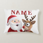 Personalized Santa and Reindeer Christmas アクセントクッション (裏面)