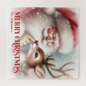 Personalized Santa and Rudolph Kids Christmas Gift ジグソーパズル (横)