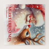 Personalized Santa and Rudolph Kids Xmas Puzzle ジグソーパズル (横)