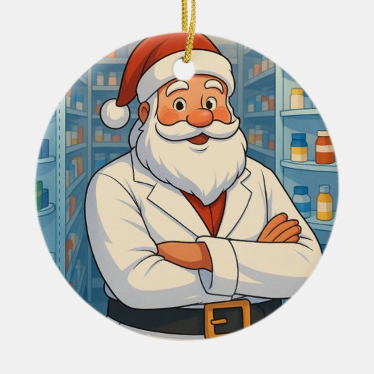 Personalized Santa as a Pharmacist Ornament セラミックオーナメント (正面)
