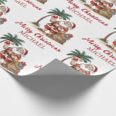 Personalized Santa Beach Tropical Hawaiian Palm    ラッピングペーパー (角)
