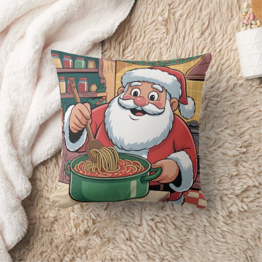 Personalized Santa Chef Pasta Night クッション (ブランケット)