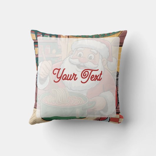 Personalized Santa Chef Pasta Night クッション (裏面)