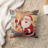 Personalized Santa Chef Pasta Night Throw Pillow クッション (ブランケット)