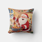 Personalized Santa Chef Pasta Night Throw Pillow クッション (正面)