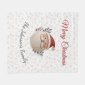 Personalized Santa Christmas – Custom Family Name フリースブランケット (正面(横))