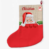 Personalized Santa Christmas Stocking with Custom ラージクリスマスストッキング (裏面)
