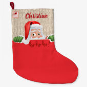 Personalized Santa Christmas Stocking with Custom ラージクリスマスストッキング (正面)