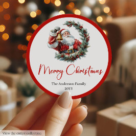 Personalized Santa Claus Label for Holiday Gifts ラウンドシール