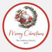 Personalized Santa Claus Label for Holiday Gifts ラウンドシール (正面)