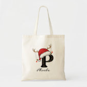 Personalized Santa Claus Monogram Tote Bag for Him トートバッグ (正面)