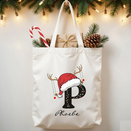 Personalized Santa Claus Monogram Tote Bag for Him トートバッグ
