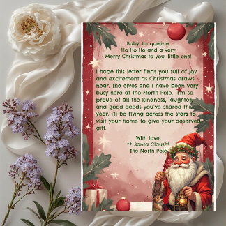 Personalized Santa Claus North Pole Reindeer Red シーズンカード