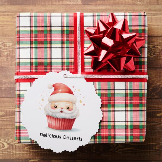 Personalized Santa Cupcake Christmas Business Card オーナメントカード (インサイチュ (ギフト))