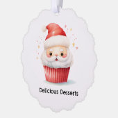 Personalized Santa Cupcake Christmas Business Card オーナメントカード (左)