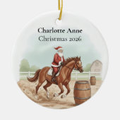 Personalized  Santa Doing Barrel Jumping セラミックオーナメント (正面)