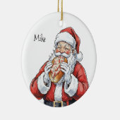 Personalized Santa eating lobster roll Ornament セラミックオーナメント (右)